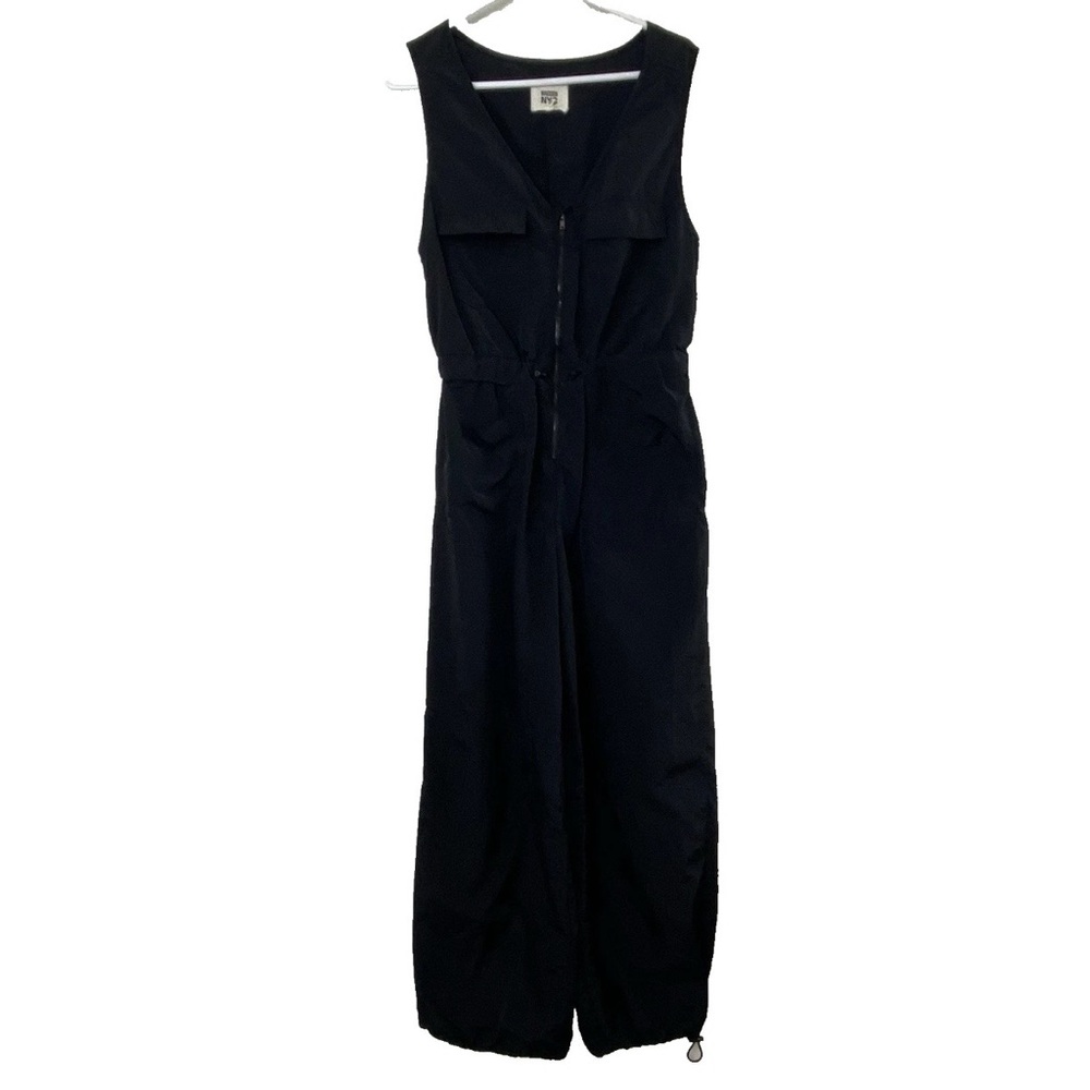 Madden NYC Black Nylon Sleeveless Jumpsuit - Large
